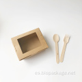 Caja de papel kraft de alta calidad con ventana 500ml